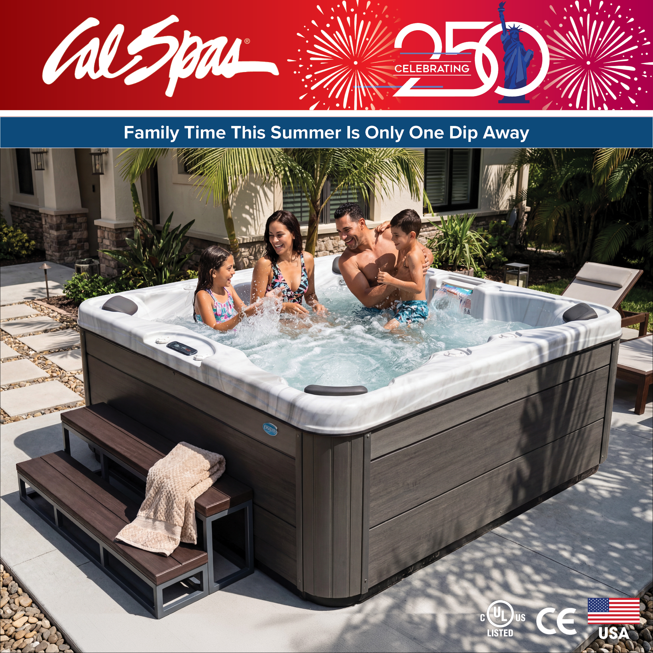 Calspas hot tub being used in a family setting - North Conway